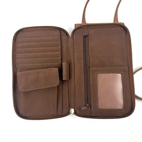 Tignanello Crossbody Wallet Brown Tan Organizer Travel Handbag Purse NEW - Picture 4 of 10